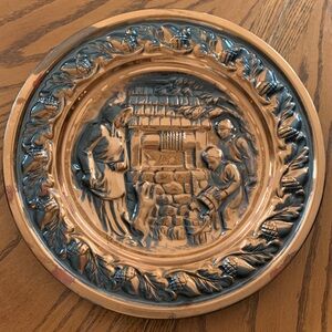 Vintage Copper and Black Decorative
 13” Plate